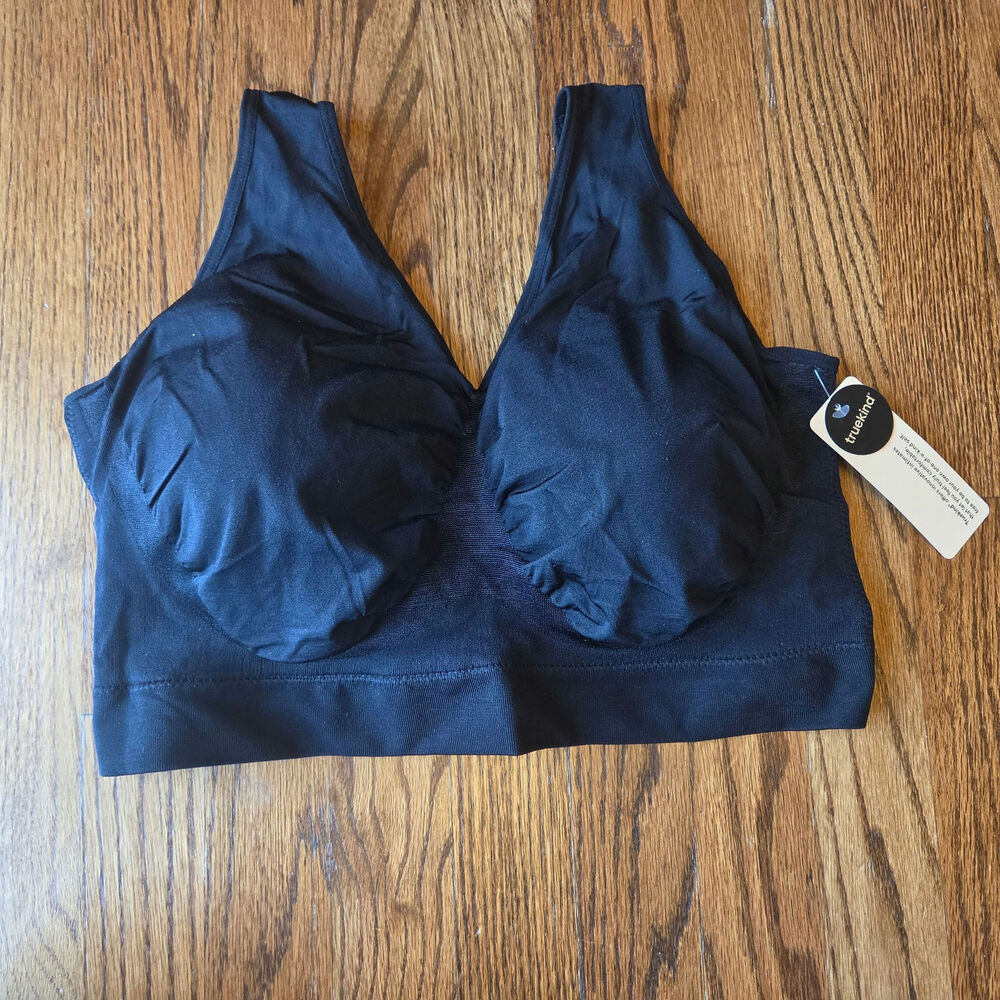 Truekind Womens Everyday Throw-on Wireless Bralette Black 4XL NWT